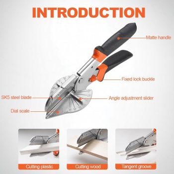Miter Shears- Multifunctional Trunking Shears for Angular Cutting of Moulding and Trim, Adjustable at 45 to 135 Degree, Hand Tools for Cutting Soft Wood, Plastic, PVC