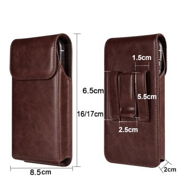 Leather Belt Clip Phone Case Men Waist Bag Holder Holster Pouch Mobile Phone Waist Bag for Mens(Coffee)