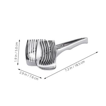 Tomato Lemon Slicer Holder Round Fruits Onion Shreader Cutter Guide Tongs with Handle Kitchen Cutting Potato Lime Food Stand Aluminum alloy