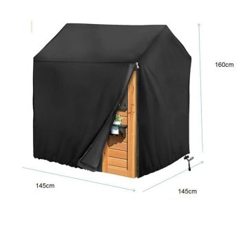 Outdoor Playhouse Cover, Plastic Playhouse Special Waterproof Covers  Double Stitched Seam, All-Weather Protector (Black 210D 145*145*160cm)
