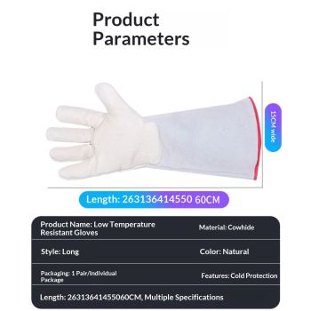 Cryogenic Gloves 40cm Long Mid-arm LN2 Protective Gloves for Liquid Nitrogen/Dry Ice/Cold Storage