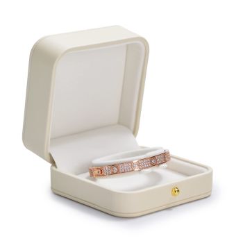 Premium Leather Bracelet Bangle Box  Jewelry Gift Case white Interior Bracelet Storage Holder(White)