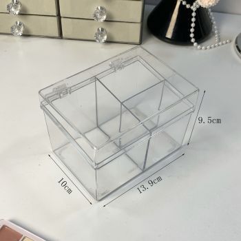 Canister for Make Up Pads, Floss Picks, Vanity Storage,Bath Salts, Cosmetics, Home Bathroom Decor （Transparent 3-grid）