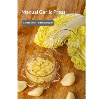 Garlic Twister 4th Gen – Garlic Mincer & Garlic Press in One - for Ginger, Herbs, Nuts & more, BPA-Free, Dishwasher Safe, 3–5 Clove Capacity - Clear