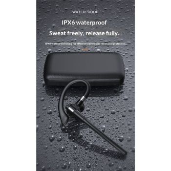 Bluetooth Headset V5.4, Wireless Earpiece with 500mAh Charging Case Hand-Free Headphones Noise Canceling Mic for Office/Driving/Business,Black