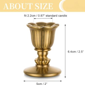 Vintage Candlestick Candle Holders Brass Taper Gold Candle Stick Victorian Style for Table Centerpiece Wedding Reception Festive Christmas Mantel Decoration or Home Decor Set of 6