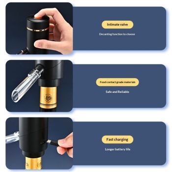 3-in-1 Electric Wine Aerator & Decanter Set with Stand Base - Automatic Pump Dispenser, Retractable Tube, and Built-in Pourer, Ideal Gift for Wine Lovers
