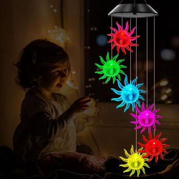 Sun Flower Solar Wind Chimes,gradening Gift  Birthday Day,Perfect for Patio Solar Light Yard Decor for Christmas