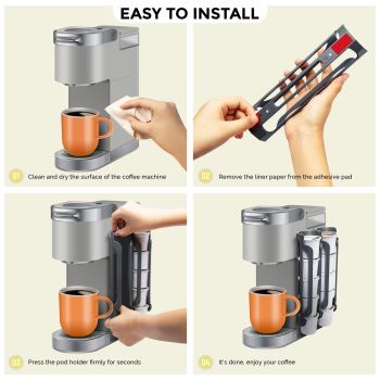 K Cup Holder : Coffee Pod Holder for Counter Small Space - cup holder for Wall Mount (4, Black) Coffee Pod Holder Side Mount Cup Pods Organizer compatible