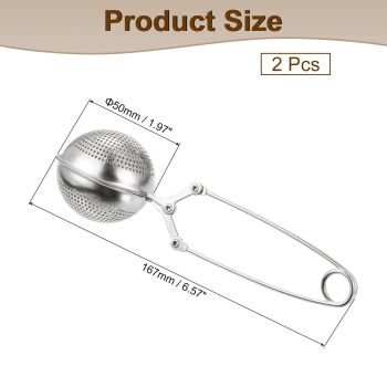 2 Pcs Snap Tea Ball Infuser with Handle, Loose Tea Steeper, Stainless Steel Tea Strainer for Brew Loose Leaf Tea, Silver