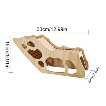 Hamster Climbing Toys – Wood  | Wooden Ladder House | Hamster Bridge Cage Accessories | for Small Animals, Squirrels, Mice, Gerbils,  Dwarf Pets（Round stick tunnel）