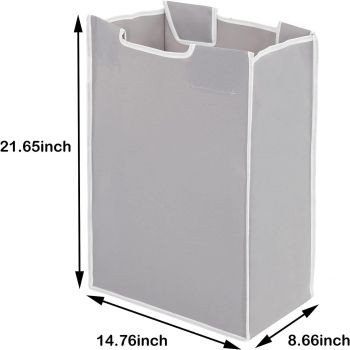 2 Pcs Laundry Sorter Replacement Bags Hamper Cart Removable Replacement Laundry Storage Organizer Bag Hamper Liner, No Hooks  (Gray)
