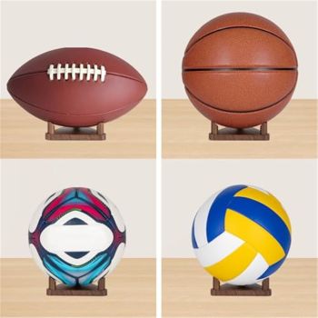 Ball Holder Wall Mount Ball Stand Display Storage for Basketball Soccer Volleyball 4pcs Basketball Holder, Football Stand, Soccer Ball Display Rack – Premium Wood Sports Memorabilia Display Holder