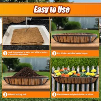 Coco Liners for Planters 30 Inch, 3 Pack Trough Window Box Liners, Coconut Fiber Liners for Planters Flower Baskets Garden Outdoor Plants