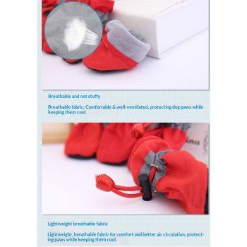 Dog Boots Paw Protectors,Small Dog Winter Boots Shoes,with Anti-Slip Sole and Plush for Warm Snow Outdoor Walking,Pack of 8(Red+Red.Size 7)