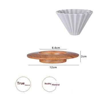 Ceramic Coffee Dripper Pour Over Coffee Maker with Wood Stand Elegant Flower Shape Filter,Slow Brewing Maker for Home Cafe
