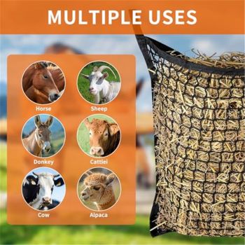 2 PCS Slow Feed Hay Net，31.5" x 35.4"Large Capacity Horse Feed Bag,Horses Hay Bags Easy to Hang for Horse Feeder Full Day Feeding Horses Goat Stall Trailer-Black