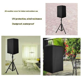15 Inch Outdoor Speaker Cover - Upright Speaker Protective Cover, Sunscreen Waterproof Audio Dust Protection Bag (Black)