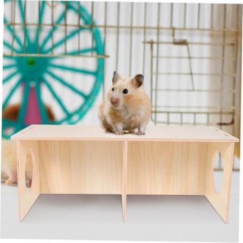 Wooden Hamsters 2-Chamber Hideout-Tunnel Multi Chamber Exploring Toy Rat Exploring Tunnel Toy for Mice Guinea Pig Hedgehog Squirrel Sugar Glider