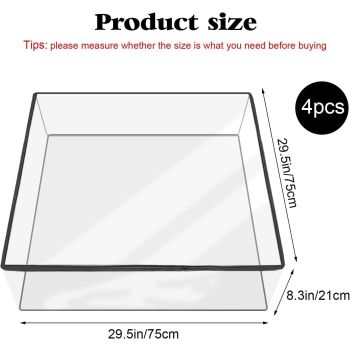 4 Pcs Plastic Sofa Seat Cushion Covers - Clear PVC Waterproof Couch Slipcover Against Cat Dog Clawing Scratching, 29.5*29.5*8.3 Inch, Black Edge