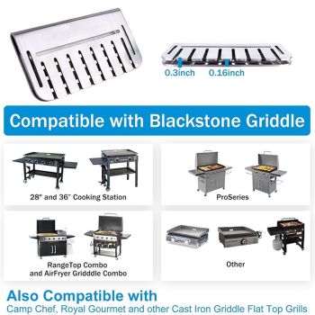 for Blackstone Griddle, Mesh Screen for Blocking Food from Falling into Rear Grease Catcher, Classic Movable Two-Sided Guard, Silver, 2 Pack