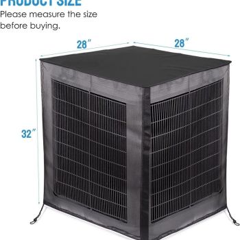 Air Conditioner Covers for Outside, Full Mesh With Detachable Waterproof Top, Breathable & All Seasons, 28 x 28 x 32 Inch Central AC Unit Protector Against Leaves, Weeds, Cottonwood and Debris