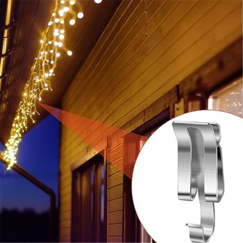 100 Pcs Christmas Light Clips Metal Gutter Hooks for Outdoor Xmas Hangers for Shingles Roof Seasonal Lighting Gutter Clips Hanging Festival Xmas Outside Decoration