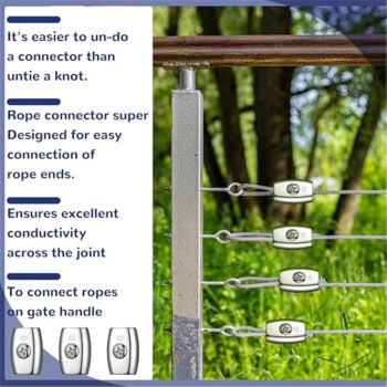 10 Pcs Electric Rope Connectors 6 mm Poly Rope Connector Electric Fence Connectors Heavy Duty Wires Splicer Galvanized Steel for Agricultural Fencing Connection