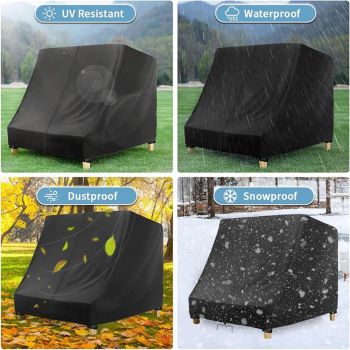 Chaise Lounge Cover for  Wooden Double Chaise Lounge, Waterproof Kids Patio Furniture Set Cover, Weatherproof Covers for Kid Pets Patio Pool Furniture - 34"L x 37"W x 34"H