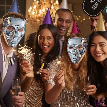 Mirror Mask, Disco Ball Glitter Mask for DJ Stage Bar Party, Masquerade Face Covering Disco Ball Glitter Face Mask, Mirror Mask,