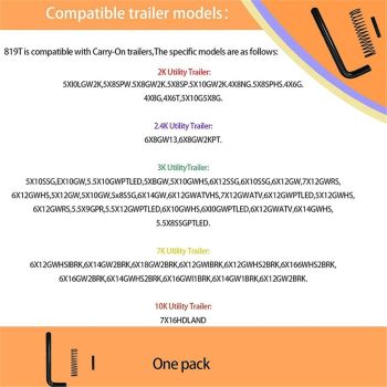 Two Pack Gate Spring Latch Repair Kits 819T Fits Carry-On ATV Top Rail & Tandem Trailers Trailer Gate Spring Latch Kit  for Carry-On Utility Trailers