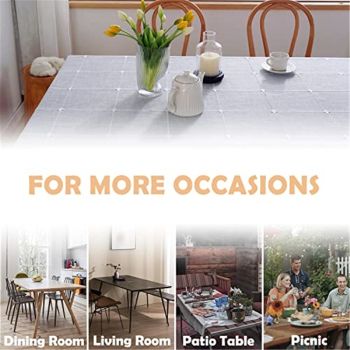 Rectangle Table Cloth, Heavy Duty Cotton Linen Waterproof Tablecloths Farmhouse Tablecloth, Soft and Wrinkle Free Table Cover with Tassels, 55''x70'', Grey