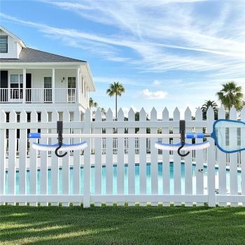 2 Pcs Pool Fence Hooks, Pool Tool Organizer, for Hanging Pool Cleaning Accessory, Pool Pole,Brush, Leaf Skimmer Net,Vacuum Head, Suitable 3/4 Inch to 1-1/4 inch Railing (Black)
