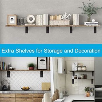 4 pack Black Shelf Bracket, 7 Inch L Brackets Heavy Duty, Stainless Steel Shelf Supports Wall Mounted for Floating Shelves, Includes Hardware