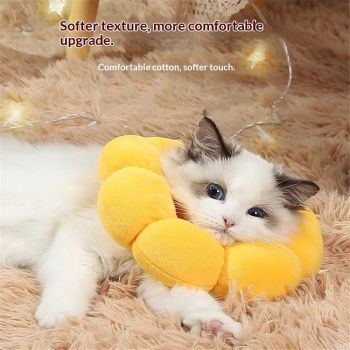 Adjustable Comfy Flower Style Collar for Cats Puppies Soft Recovery Cone Pet Protective Neck Collar (Yellow, Small)