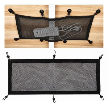 Cable Management net - Under Desk Cable Management Tray - Cable net - Wire Management Under Desk - Cord Organizer (6-pole socket net pocket+6 plum blossom buckles+6 screws)