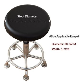 2 pack Round Cover with Elastic for Cushion Barstool, Waterproof Leather Slipcovers, Dia 12-14", Set of Foam Padded Seat Cushions for Vanity Chairs Indoors (High: 2-2.7",Only 2 chair covers)