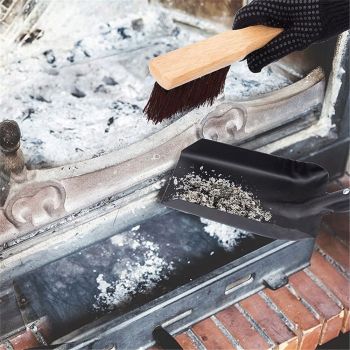 Coal Shovel and Hearth Brush Set Made of Natural Wood and Bristles, Hearth Tidy Set, Fireplace Shovel and Brush, Fireplace Tool Set, Metal Brush Pan Set, Fireplace Tools, Firepit Tools