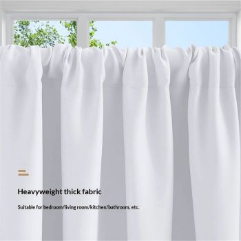 Kitchen Curtains Room Darkening Curtain Tiers Small Window Draperies for Nursery/Dining Room/Bathroom, 42 inch Wide x 36 inch Long, Grayish White, 2 Panels