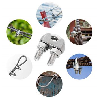 40 PCS 1/4" Stainless Steel Wire Rope Cable Clip Clamp M6 Wire Rope Clamp Wire Rope Cable Clip Clamp U Bolt Saddle Fastener