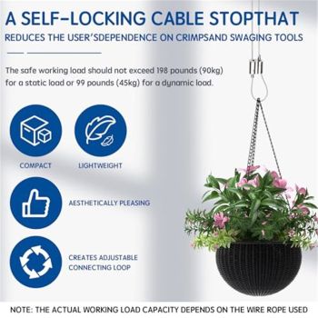 Stainless Steel Wire Rope Cable Clip Clamp, 1/16" Two Way Wire Rope Clips for 1/16 Inch (1.5mm-2.5mm) Stainless Steel Cable/Wire Rope - 10 PCS