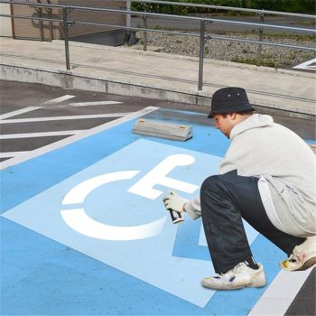 Handicap Parking Stencil Kit, Reusable Cardboard Parking Lot Stencils for Painting, Easy to Use Handicap Symbol