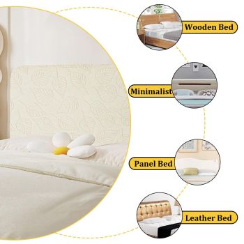 Stretch Bed Headboard Covers, Jacquard Fabric Headboard Slipcover, Soft Dustproof Protector Cover for Upholstered Headboard Queen King (Cream white 1.2m)