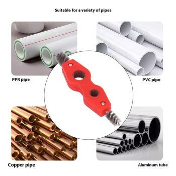 2 set 4 in 1 Copper Pipe Cleaner and Reamer Set, Tubing Brush Inside and Outside Wire Brush for Soldering, Brazing, Pipe Deburring - Red