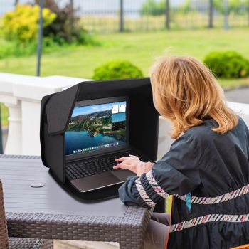 Laptop Sun Shade,Lightweight Laptop Sun Glare Shield Privacy Cover for Working Outside,Computer Privacy Hood Foldable and Portable Shield Cover Computer Hood Outside Glare 14''Pat
