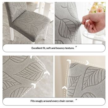 Dining Chair Covers,Dining Room Chair Covers Set of 4,Printed Chair Slipcover, Soft Removable Washable,Pet Friendly Furniture Protector Seat Cover,Universal Fit for Hotel,Banquet（Dark Gray Leaf）