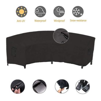 Outdoor Sectional Sofa Cover Waterproof Curved Patio Furniture Covers for Deck, Lawn and Backyard, 228x116x86cm, Black