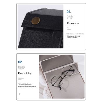 Eyeglass Case Hard Shell, Portable Sunglass Case, Fashionable PU Leather Eyeglass Case, Lightweight（black）