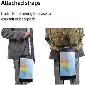 Map Case, Waterproof outdoor Hiking Map Pouch Holder with Clear Window & Lanyard, for Camping, Hiking, Documents, Electronics, Emergency, Outdoors, Black (oniy bag)