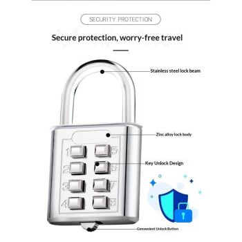 2 pack 10 Digit Push Button Combination Padlock, 5 Digit Locking Mechanism, Easy to Read Numbers - Resettable and Cut Proof Combo Code(2 Black)